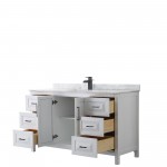 Daria 60" Single Vanity in White, Top, Square Sink, Matte Black Trim