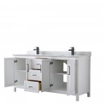 Daria 72" Double Vanity in White, Top, Square Sinks, Matte Black Trim