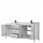 Daria 80" Double Vanity in White, Top, Square Sinks, Matte Black Trim