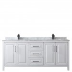 Daria 80" Double Vanity in White, Top, Square Sinks, Matte Black Trim