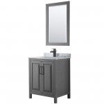 Daria 30" Single Vanity in Dark Gray, Top, Square Matte Black Trim, 24" Mirror