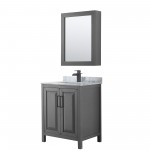 Daria 30" Single Vanity in Dark Gray, Top, Black Trim, Medicine Cabinet