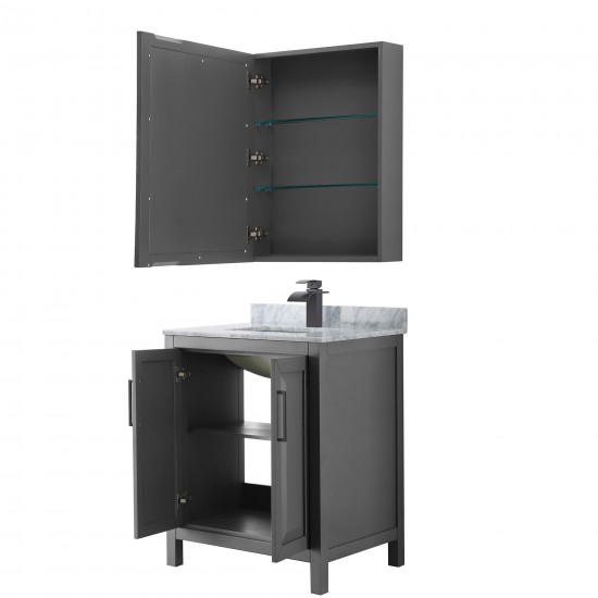 Daria 30" Single Vanity in Dark Gray, Top, Black Trim, Medicine Cabinet