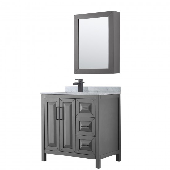 Daria 36" Single Vanity in Dark Gray, Top, Black Trim, Medicine Cabinet