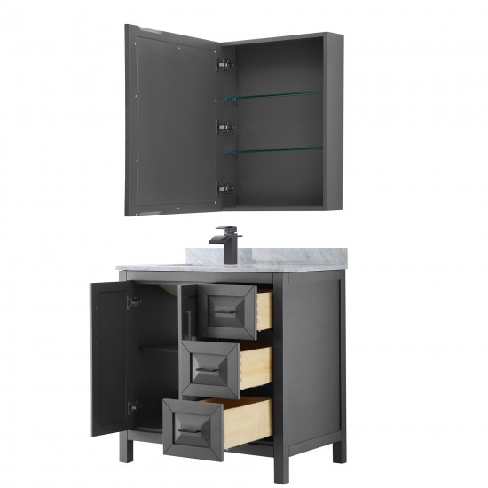 Daria 36" Single Vanity in Dark Gray, Top, Black Trim, Medicine Cabinet