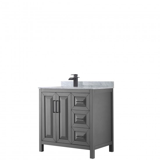 Daria 36" Single Vanity in Dark Gray, Top, Square Sink, Matte Black Trim