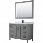 Daria 48" Single Vanity in Dark Gray, Top, Square Matte Black Trim, 46" Mirror