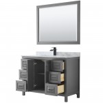 Daria 48" Single Vanity in Dark Gray, Top, Square Matte Black Trim, 46" Mirror