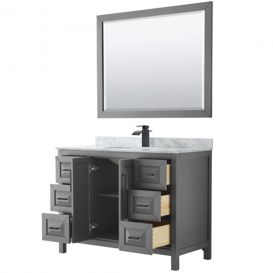 Daria 48" Single Vanity in Dark Gray, Top, Square Matte Black Trim, 46" Mirror