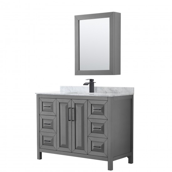 Daria 48" Single Vanity in Dark Gray, Top, Black Trim, Medicine Cabinet