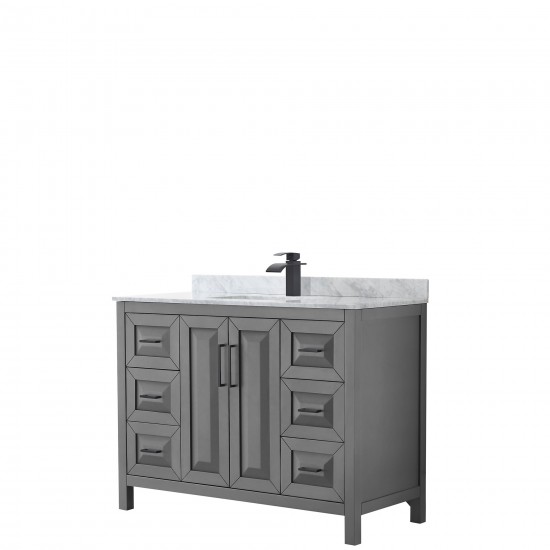 Daria 48" Single Vanity in Dark Gray, Top, Square Sink, Matte Black Trim