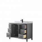 Daria 48" Single Vanity in Dark Gray, Top, Square Sink, Matte Black Trim