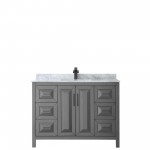 Daria 48" Single Vanity in Dark Gray, Top, Square Sink, Matte Black Trim