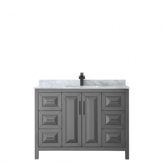 Daria 48" Single Vanity in Dark Gray, Top, Square Sink, Matte Black Trim