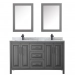 Daria 60" Double Vanity in Dark Gray, Top, Black Trim, Medicine Cabinets