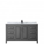 Daria 60" Single Vanity in Dark Gray, Top, Square Sink, Matte Black Trim