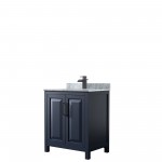 Daria 30" Single Vanity in Dark Blue, Top, Square Sink, Matte Black Trim