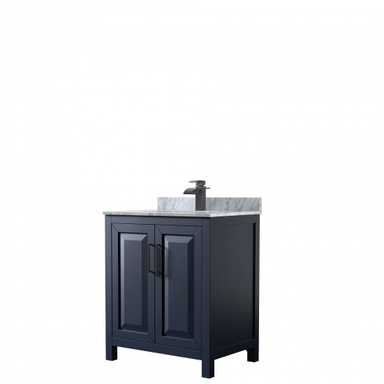 Daria 30" Single Vanity in Dark Blue, Top, Square Sink, Matte Black Trim