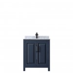 Daria 30" Single Vanity in Dark Blue, Top, Square Sink, Matte Black Trim