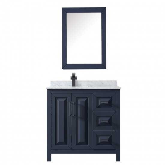 Daria 36" Single Vanity in Dark Blue, Top, Black Trim, Medicine Cabinet