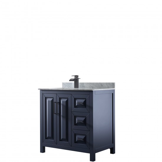 Daria 36" Single Vanity in Dark Blue, Top, Square Sink, Matte Black Trim