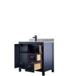 Daria 36" Single Vanity in Dark Blue, Top, Square Sink, Matte Black Trim