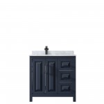 Daria 36" Single Vanity in Dark Blue, Top, Square Sink, Matte Black Trim