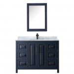 Daria 48" Single Vanity in Dark Blue, Top, Black Trim, Medicine Cabinet