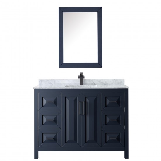 Daria 48" Single Vanity in Dark Blue, Top, Black Trim, Medicine Cabinet