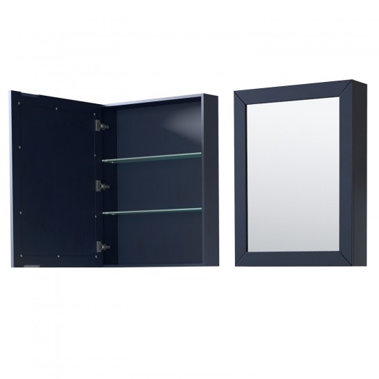 Daria 48" Single Vanity in Dark Blue, Top, Black Trim, Medicine Cabinet
