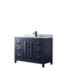 Daria 48" Single Vanity in Dark Blue, Top, Square Sink, Matte Black Trim