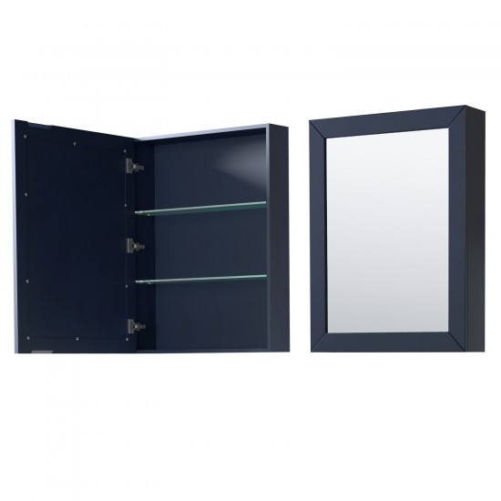 Daria 60" Double Vanity in Dark Blue, Top, Black Trim, Medicine Cabinets