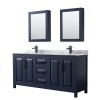 Daria 72" Double Vanity in Dark Blue, Top, Black Trim, Medicine Cabinets