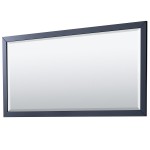 Daria 80" Double Vanity in Dark Blue, Top, Square Matte Black Trim, 70" Mirror