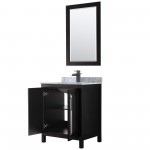 Daria 30" Single Vanity in Dark Espresso, Top, Black Trim, 24" Mirror