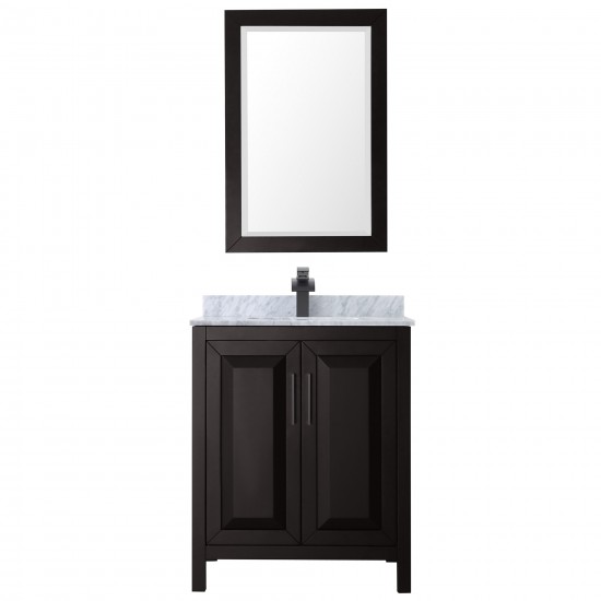 Daria 30" Single Vanity in Dark Espresso, Top, Black Trim, 24" Mirror