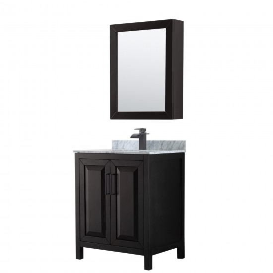 Daria 30" Single Vanity in Dark Espresso, Top, Black Trim, Medicine Cabinet