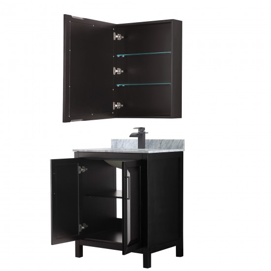 Daria 30" Single Vanity in Dark Espresso, Top, Black Trim, Medicine Cabinet