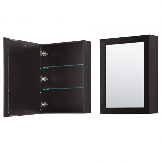 Daria 30" Single Vanity in Dark Espresso, Top, Black Trim, Medicine Cabinet