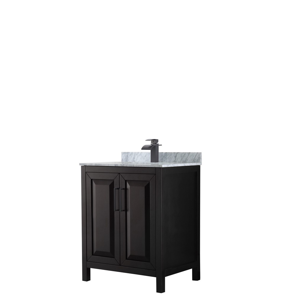 Daria 30" Single Vanity in Dark Espresso, Top, Square Sink, Matte Black Trim