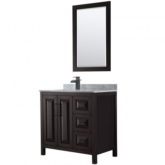 Daria 36" Single Vanity in Dark Espresso, Top, Black Trim, 24" Mirror