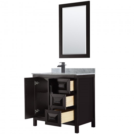 Daria 36" Single Vanity in Dark Espresso, Top, Black Trim, 24" Mirror