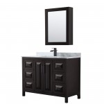 Daria 48" Single Vanity in Dark Espresso, Top, Black Trim, Medicine Cabinet