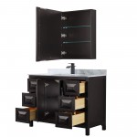 Daria 48" Single Vanity in Dark Espresso, Top, Black Trim, Medicine Cabinet