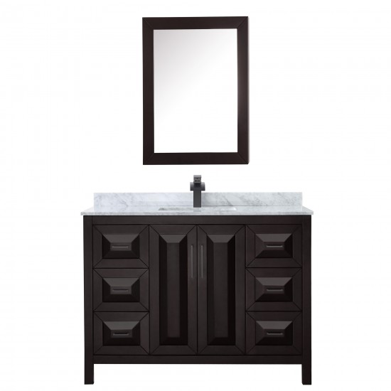 Daria 48" Single Vanity in Dark Espresso, Top, Black Trim, Medicine Cabinet