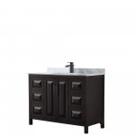 Daria 48" Single Vanity in Dark Espresso, Top, Square Sink, Matte Black Trim