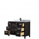 Daria 48" Single Vanity in Dark Espresso, Top, Square Sink, Matte Black Trim