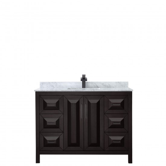 Daria 48" Single Vanity in Dark Espresso, Top, Square Sink, Matte Black Trim