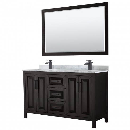 Daria 60" Double Vanity in Dark Espresso, Top, Black Trim, 58" Mirror