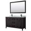 Daria 60" Double Vanity in Dark Espresso, Top, Black Trim, 58" Mirror